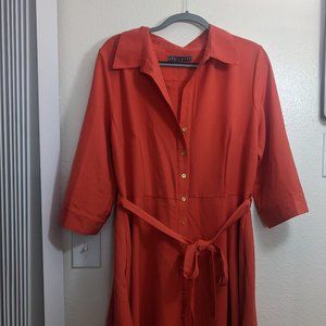 Bright Red Shirt Dress Fit and Flare